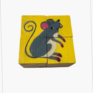 Wooden Picture Block Puzzle Nature Mouse 1"